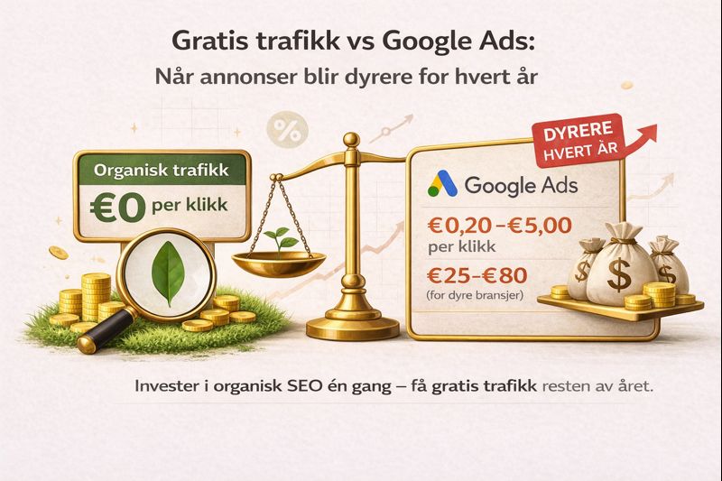 Gratis trafikk – når annonser blir dyrere for hvert år